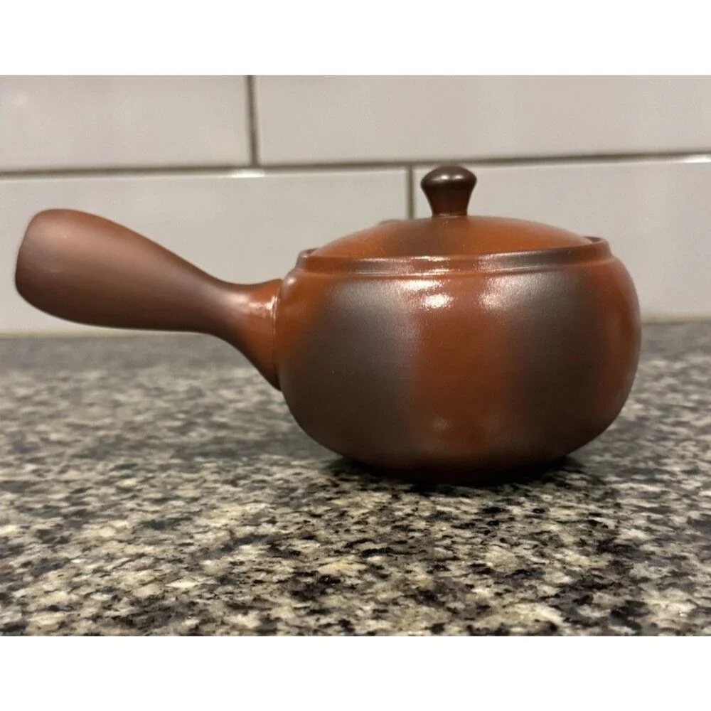Japanese Tokoname Ware Kyusu Teapot 'Clay-Round' 360ml for Gift
